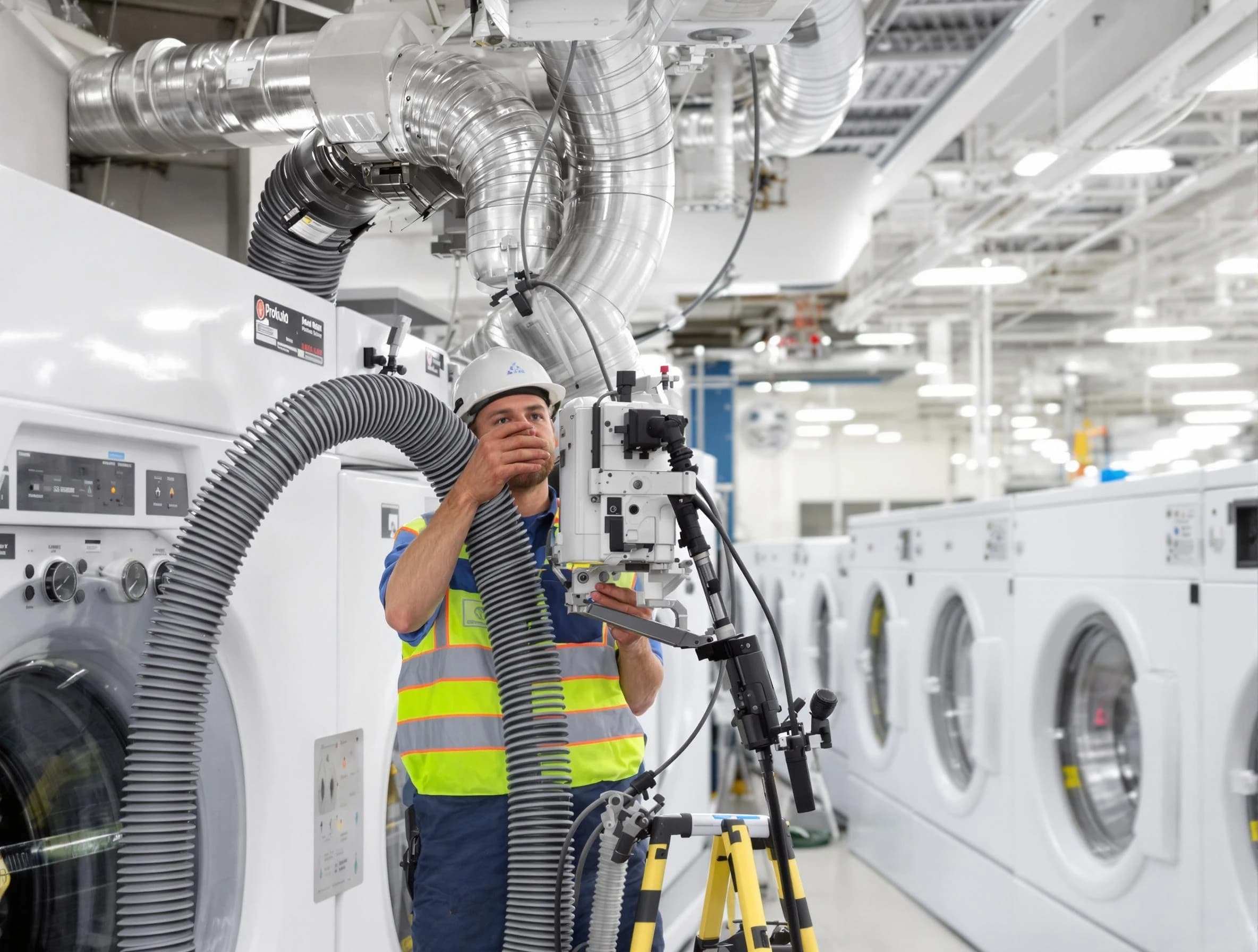 Colonial Beach Dryer Vent Cleaning team performing commercial-grade dryer vent cleaning at a business facility in Colonial Beach