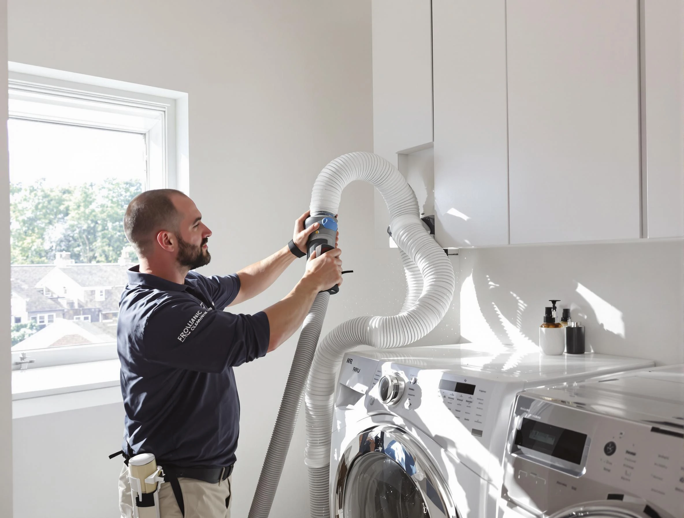 Certified Colonial Beach Dryer Vent Cleaning technician performing dryer vent cleaning in Colonial Beach