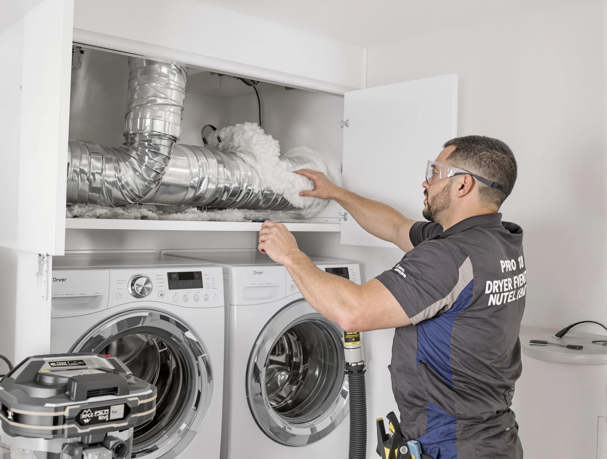 Colonial Beach Dryer Vent Cleaning certified technician performing specialized gas dryer vent cleaning in Colonial Beach